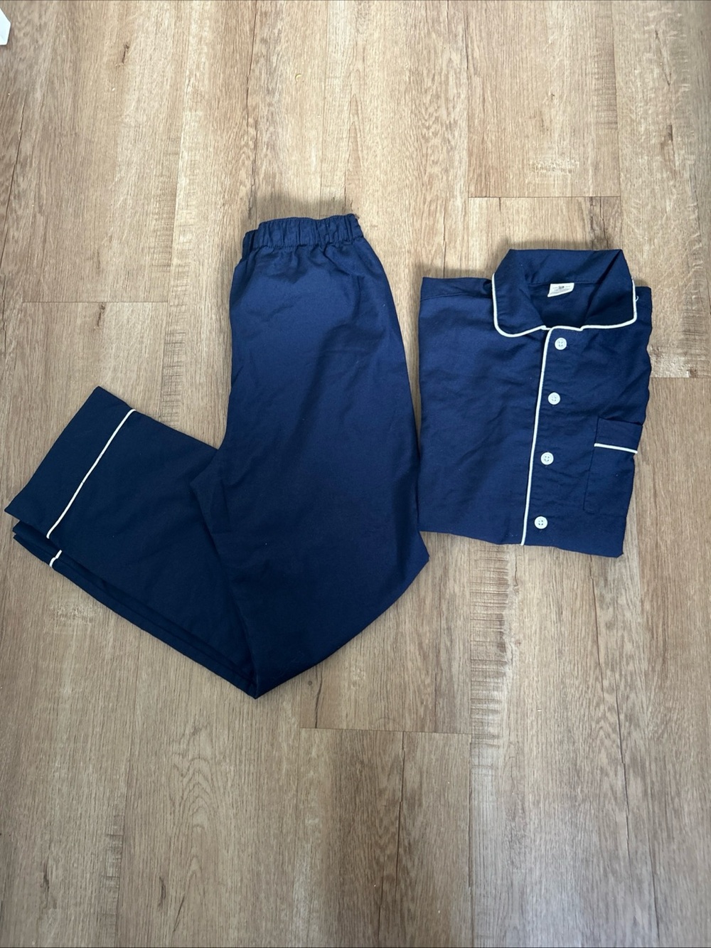 Crewcuts Navy Pajama Set with White Piping